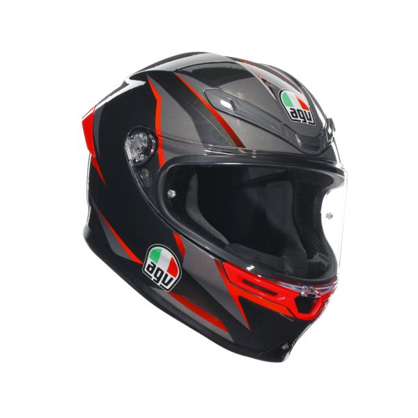 AGV Helmets AGV Moto Helmet Full-Face K6 S E2206 Mplk Slashcut Black/Grey/Red