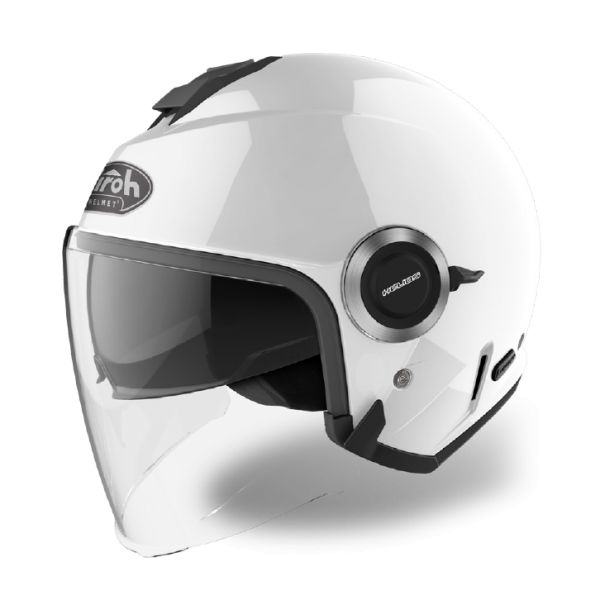  Airoh Moto Helmet Jet Helios Color White Gloss