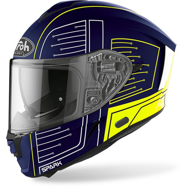 Full face helmets Airoh Full Face Helmet Spark Cyrcuit Blue Gloss