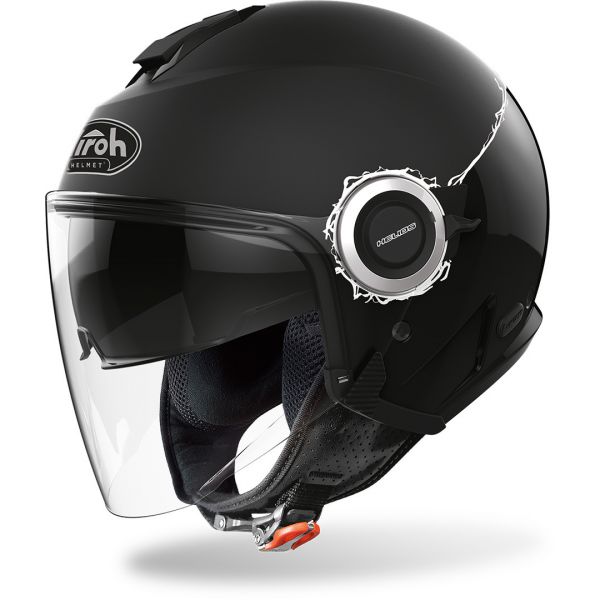 Jet helmets Airoh Moto Helmet Jet Helios Fluo Black Gloss/Matt