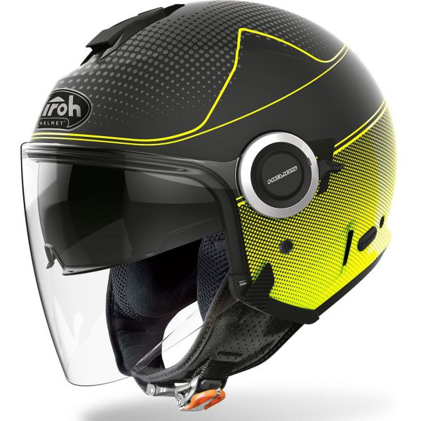  Airoh Moto Helmet Jet Helios Map Yellow Matt