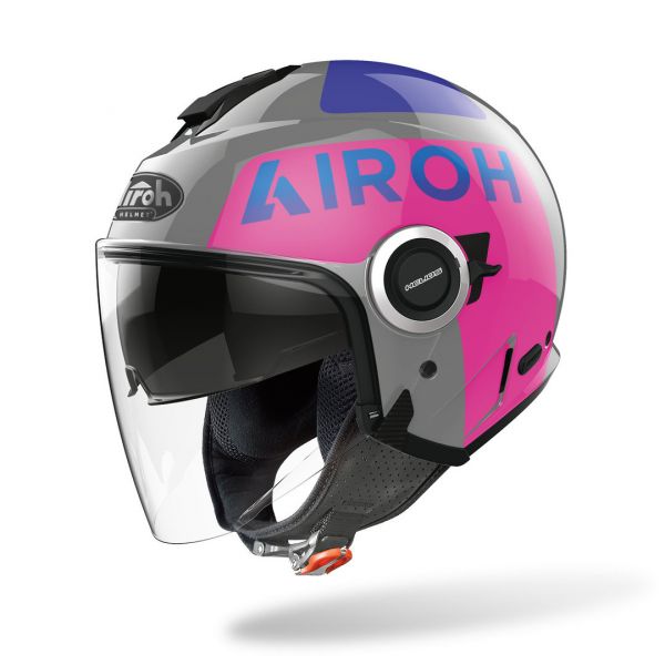  Airoh Moto Helmet Jet  Helios Up Pink Gloss