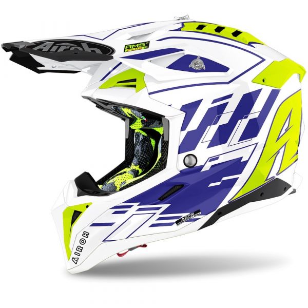 Helmets MX-Enduro Airoh Moto MX Aviator 3 Rampage Blue Gloss Helmet