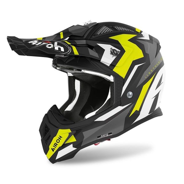 Helmets MX-Enduro Airoh Moto MX Helmet Aviator Ace Swoop Yellow Matt