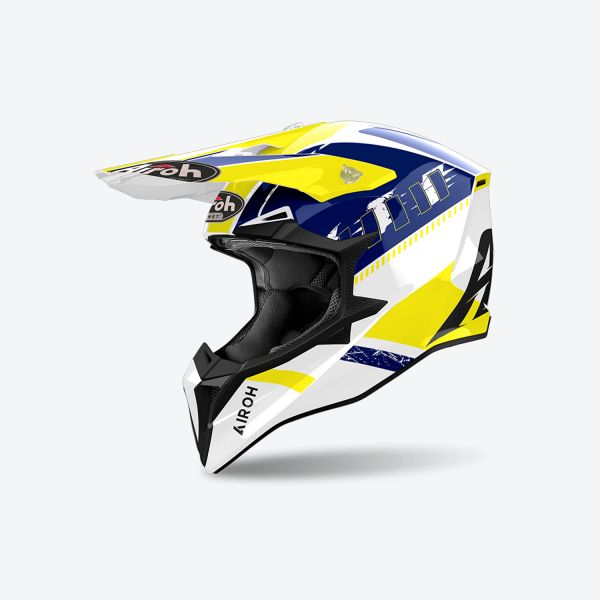 Casti Cross-Enduro Airoh Casca Moto Mx/Enduro Wraaap Feel Yellow Blue 24