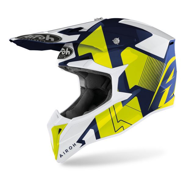 Helmets MX-Enduro Airoh Moto MX Helmet Wraap Raze Blue Gloss