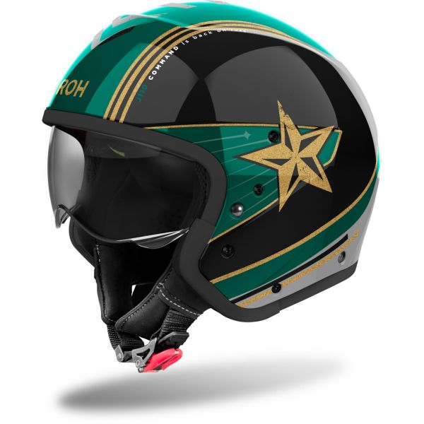 Casti Moto Jet (Open Face) Airoh Casca Moto Open Face/Jet J 110 Command Mint Green Gloss 25