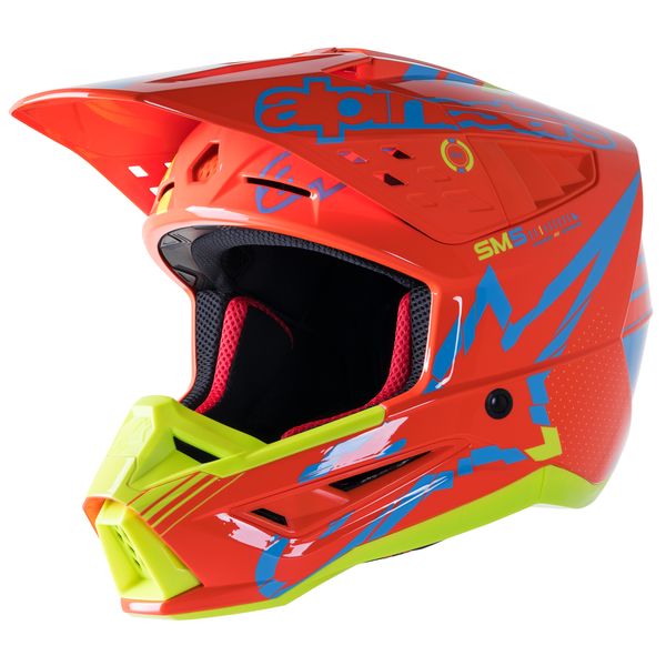 Helmets MX-Enduro Alpinestars Enduro/MX Moto Helmet Supertech M5 Action Orange/Yellow/Blue 24