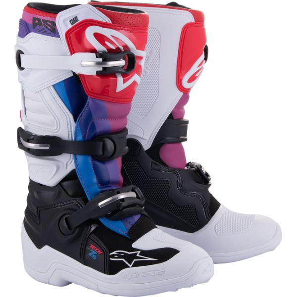 Kids Boots MX-Enduro Alpinestars Moto Enduro/MX Boots Tech 7 S Youth White/Black/Rainbow 24