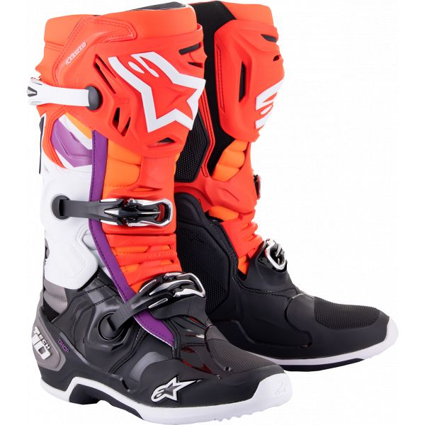 Boots MX-Enduro Alpinestars Moto MX Boot Tech 10 Black/Red/Orange/White