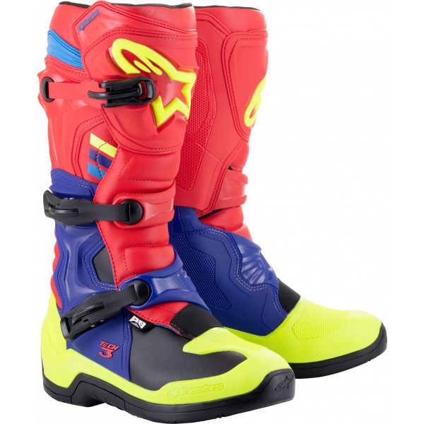 Boots MX-Enduro Alpinestars Moto MX Boot Tech 3 Red/Blue/Yellow