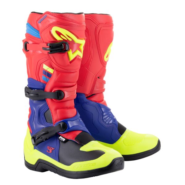 Cizme MX-Enduro Alpinestars Cizme Moto Enduro Tech 3 Red/Blue/Yellow