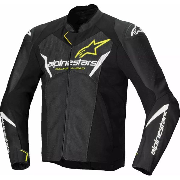 Geci Moto Piele Alpinestars Geaca Moto Piele Faster V3 Airflow Black/White/Yellow 25