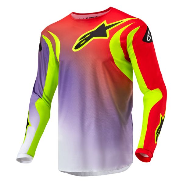 Tricouri MX-Enduro Alpinestars Tricou Moto Enduro/MX Fluid Lucent White/Red/Yellow 24