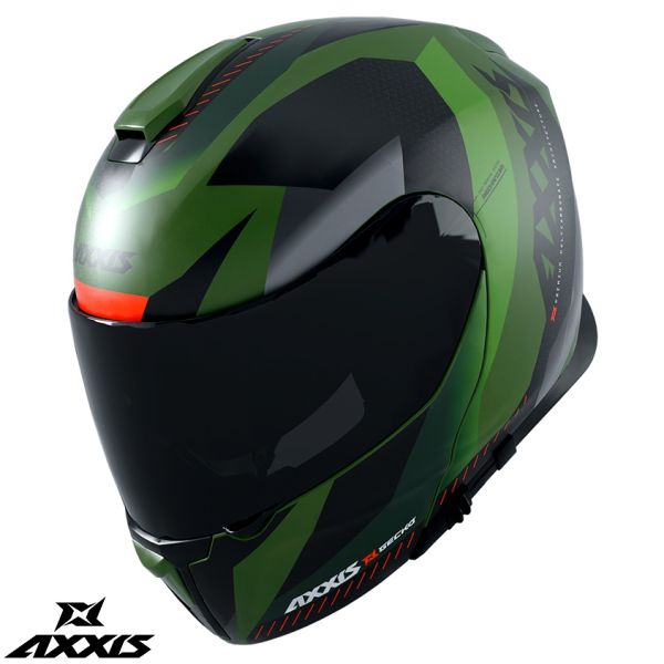 Flip up helmets Axxis Flip-Up Moto Helmet Gecko Sv Shield F6 Matt Grey/Green 24
