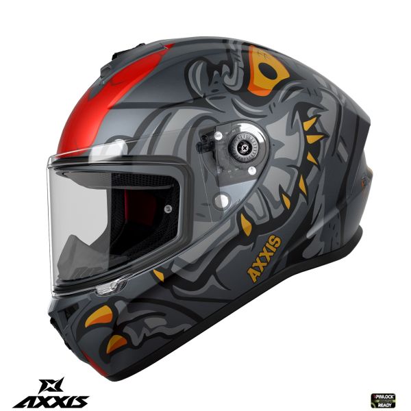 Full face helmets Axxis Moto Full-Face Helmet Draken S Dinotoon B5 Red Matt 24