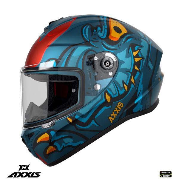 Full face helmets Axxis Moto Full-Face Helmet Draken S Dinotoon C7 Blue Matt 24