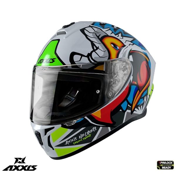  Axxis Casca Moto Full-Face/Integrala Draken S Parrot A0 Matt White 24