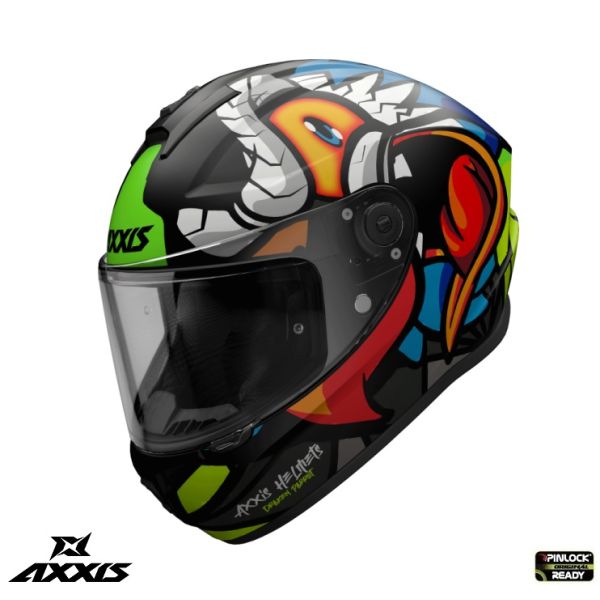 Full face helmets Axxis Full-Face Moto Helmet Draken S Parrot A1 Matt Black 24