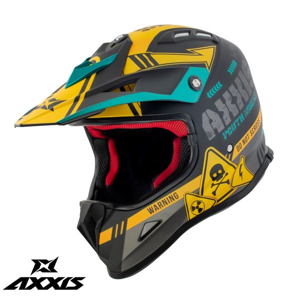Kids Helmets MX-Enduro Axxis Youth MX/Enduro Moto Helmet Wolverine B3 Matt Yellow 24