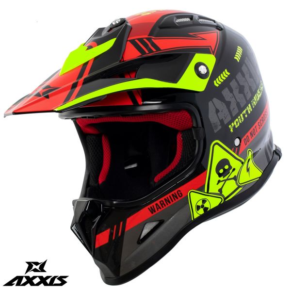 Kids Helmets MX-Enduro Axxis Youth MX/Enduro Moto Helmet Wolverine B5 Glossy Red 24