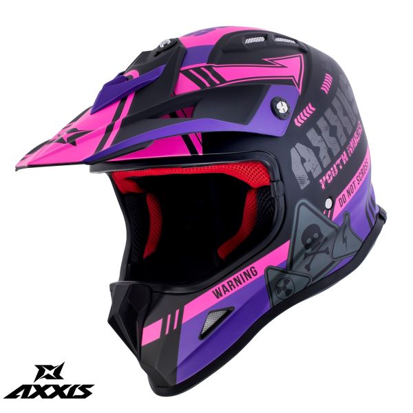 Kids Helmets MX-Enduro Axxis Youth MX/Enduro Moto Helmet Wolverine B8 Matt Pink 24