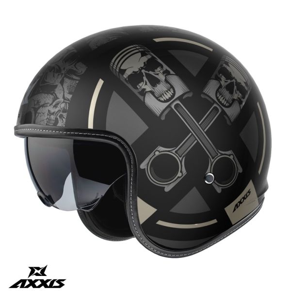 Jet helmets Axxis Moto Open-Face/Jet Helmet Hornet S SV Skulls Illustrated B1 Black Matt 24