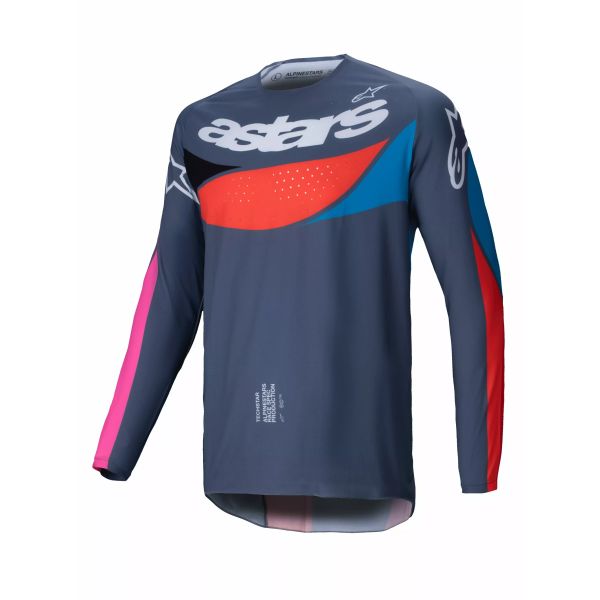 Tricouri MX-Enduro Alpinestars Tricou Moto MX/Enduro Techstar Dreem Grey/Blue/Red/Pink 24