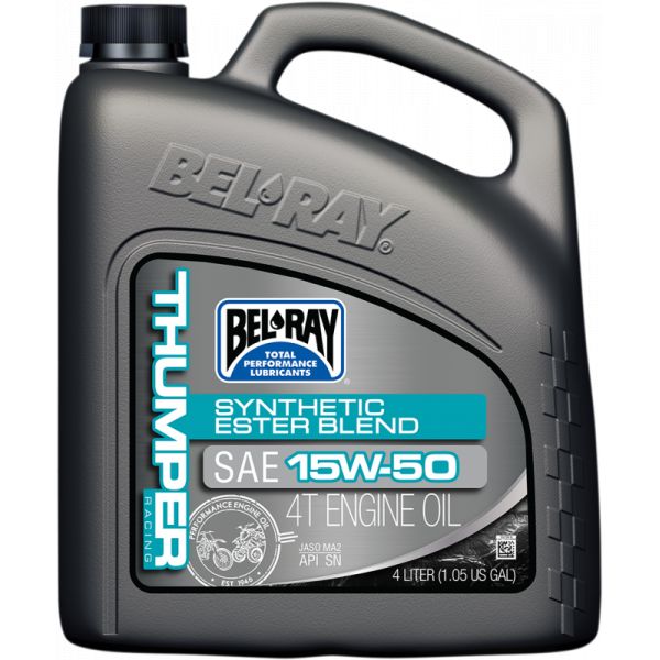 4 stokes engine oil Bel Ray Thumper Racing Synthetic Ester Blend 4t Engine Oil 15w50 4 Liter - 99530-b4lw