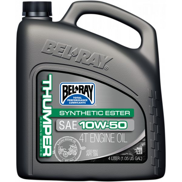 4 stokes engine oil Bel Ray Works Thumper Racing Synthetic Ester Blend 4t Engine Oil 10w50 4 Liter - 99550-b4lw