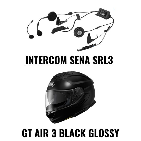Casti Moto Integrale SHOEI Combo Casca GT AIR 3 Black Glossy + Intercom Sena SRL3