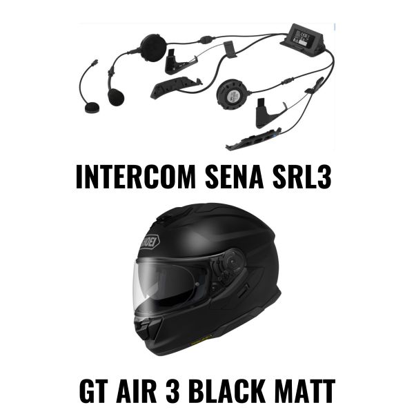 Casti Moto Integrale SHOEI Combo Casca GT AIR 3 Black Matt + Intercom Sena SRL3