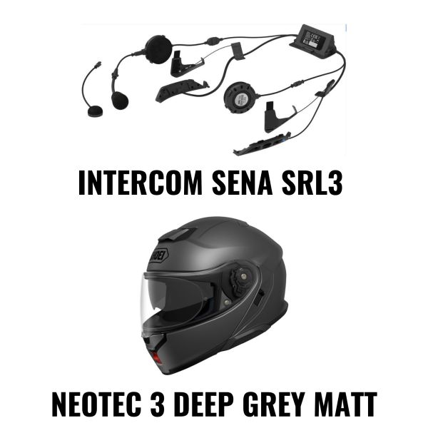 Casti Moto Flip-up (Modulabile) SHOEI Combo Casca NEOTEC 3 Deep Grey Matt + Intercom Sena SRL3