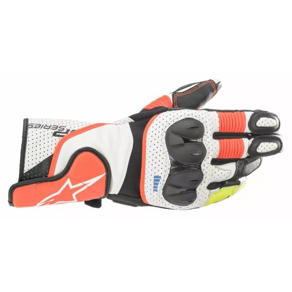 Manusi Moto Sport si Piele Alpinestars Manusi Moto Piele SP-2 v3 White/Red Fluo/Black