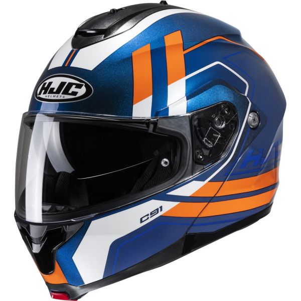 Full face helmets HJC Full-Face Moto Helmet C91 Octo Metal Blue/White/Orange 24