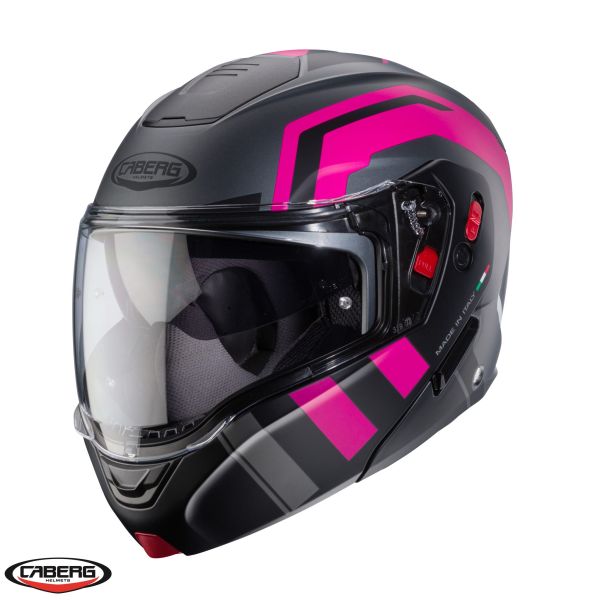 Flip up helmets Caberg Flip-Up Moto Helmet Horus X Road M1 Matt Black/Pink 24