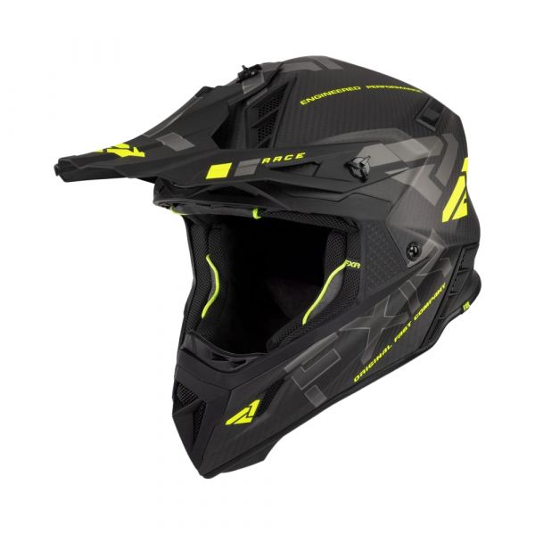 Casti Cross-Enduro FXR Casca Moto Enduro Helium Carbon w/D-Ring Hi Vis/Charcoal