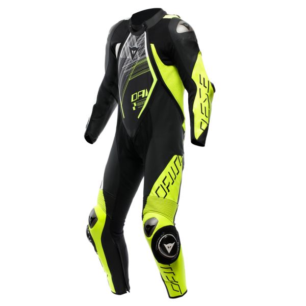 Echipamente DAINESE Dainese Combinezon Moto Piele Audax D/Zip 1PC Perf. Black/Yellow/Fluo/Anthracite 25