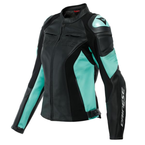 Dainese Moto Gear Dainese Lady Leather Moto Jacket Racing 4 Black/Acqua-Green 23