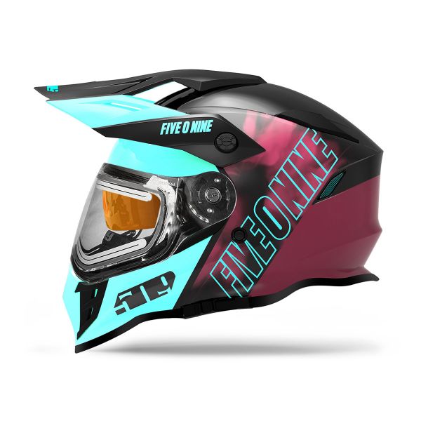  509 Delta R3L Ignite Snowmobil Helmet ECE Teal Maroon Galaxy