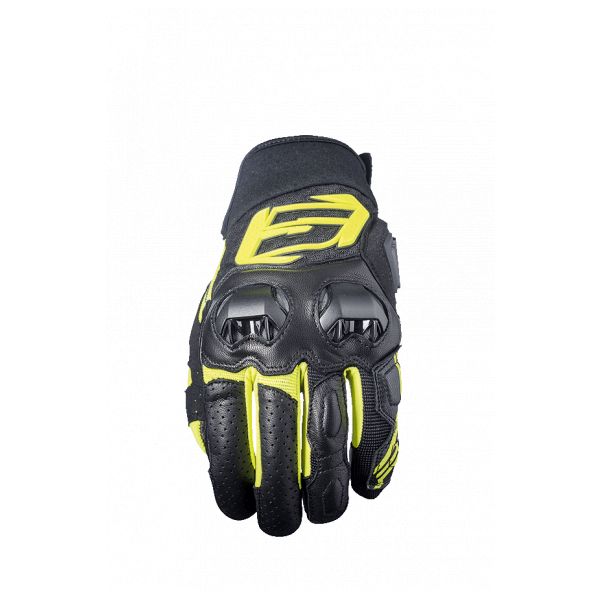  Five Gloves Manusi Moto Piele SF3 Black/Yellow Fluo