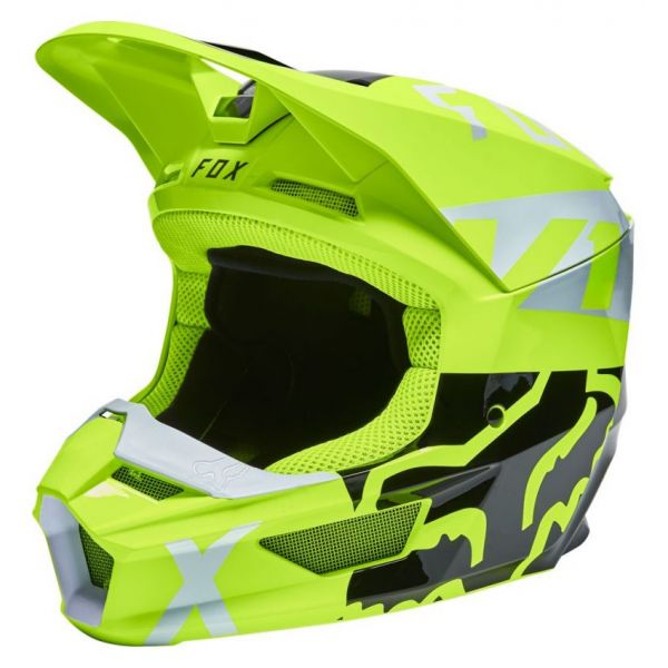 Helmets MX-Enduro Fox Racing Helmet Enduro V1 Skew Flo Yellow