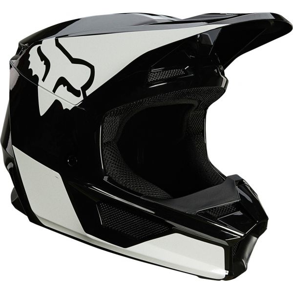 Helmets MX-Enduro Fox Racing V1 Revn Glossy Black/White MX Helmet