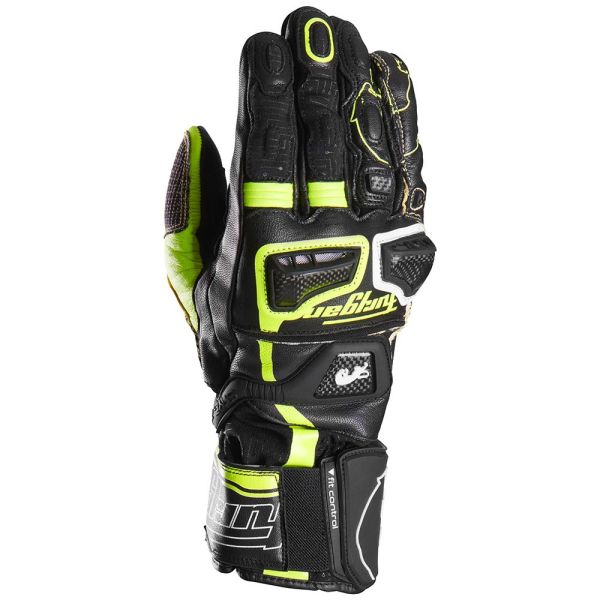 Gloves Racing Furygan Textile/Leather Moto Gloves STYG20 X Kevlar Black-Fluo Yellow-white 4566-1048