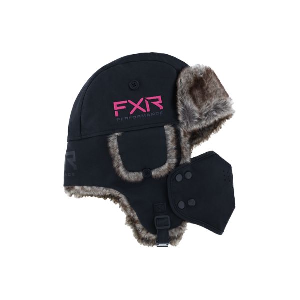  FXR Beanie Trapper Hat Black/Electric Pink 22