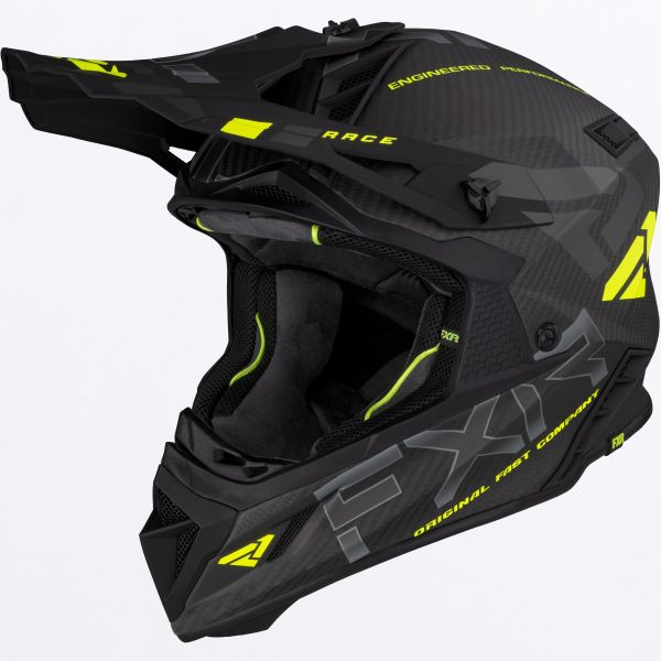 Casti Snowmobil FXR Casca Moto Enduro/Snow Helium Carbon With Auto Buckle Hi-Vis/Charcoal