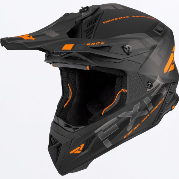  FXR Casca Moto Enduro/Snow Helium Race Div With D-Ring Black/Orange 