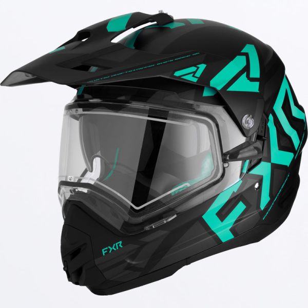 Helmets FXR Snowmobil/ATV Torque X Team Helmet E Shield & Sun Shade Black/Mint 23 