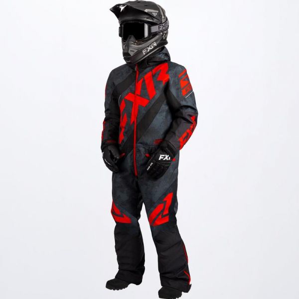 Kids Monosuits FXR Youth Snowmobil Monosuit CX Black Camo/Lava