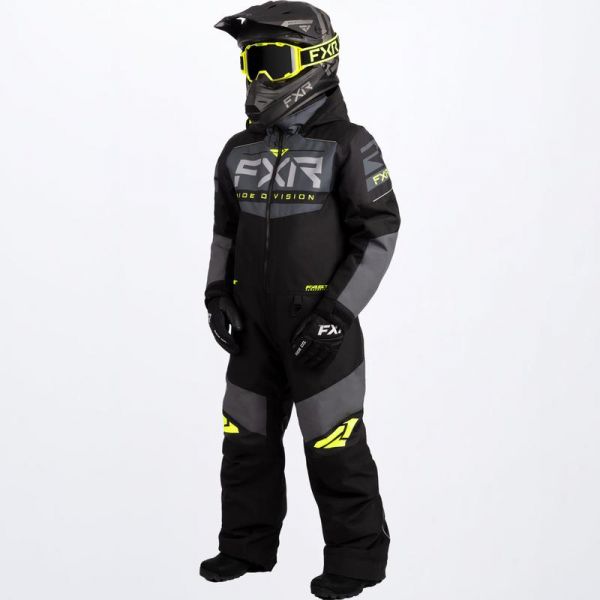 Kids Monosuits FXR Youth Snowmobil Monosuit Helium Black/Charcoal/Hi Vis